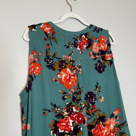 Market & Spruce Prat Sleeveless Green Floral Henley Blouse Rayon Women’s 2X NWOT - Picture 5 of 7
